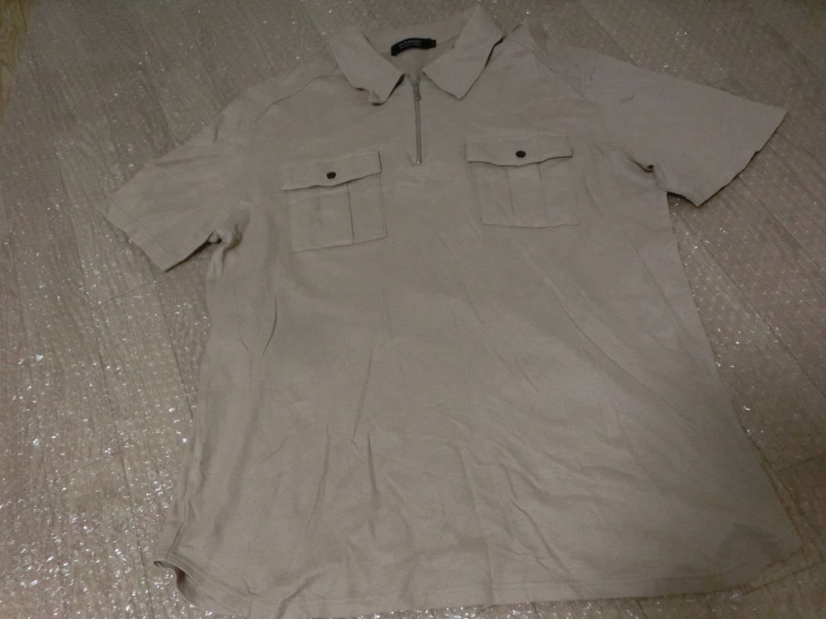 BURBERRY BLACK LABEL/バーバリーブラックレーベル/ショートジップ半袖ポロシャツ♪ベージュ/size3/定形外可拍卖