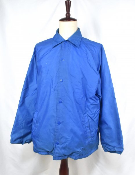 80'sUSA古着 HABAND ビンテージ コーチジャケット sizeL 水色 ブルー 無地 ナイロンジャケット ブルゾン 80年代 アメリカ アメカジ拍卖