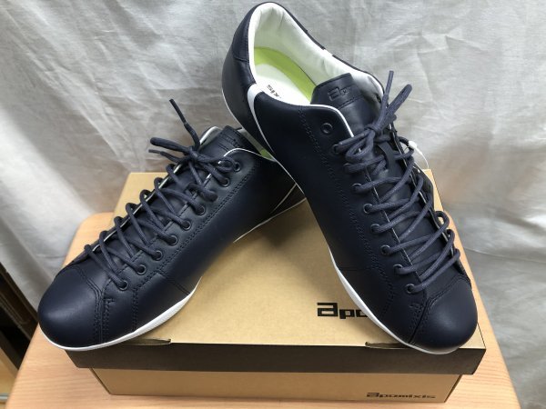 ★送料割引!レザースニーカー オールレザー 軽量 天然皮革 紺 26.5cm US8.5 apomixis301★未使用格安!拍卖