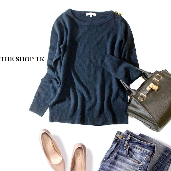 ☆☆ 美品 (株)ワールド THE SHOP TK ☆☆ 可愛い 飾り ボタン ストレッチ ニットセーター F 秋 冬 23B12拍卖