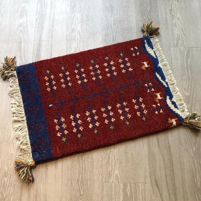 高級手結び絨毯 GABBEH ギャッベ 40×60cm ウール 玄関マット おしゃれ カーペット 絨毯 ハンドノット ギャベ ラグ 段通 キリム 51拍卖