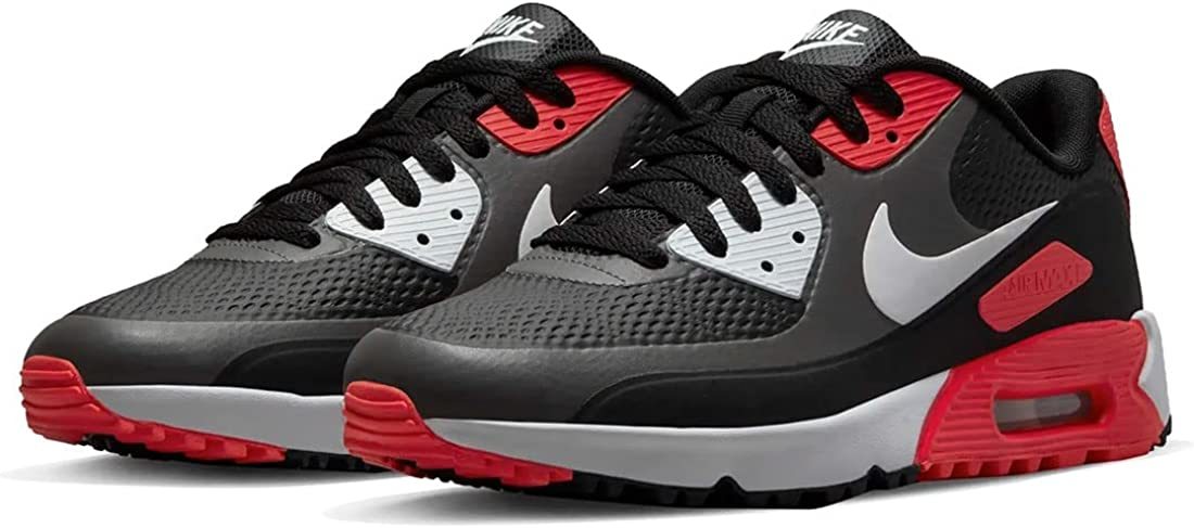 25.5cm●NIKE ナイキ GOLF ゴルフ エア マックス AIR MAX 90 G 白 黒 赤 スパイクレス ゴルフシューズ CU9978-010拍卖