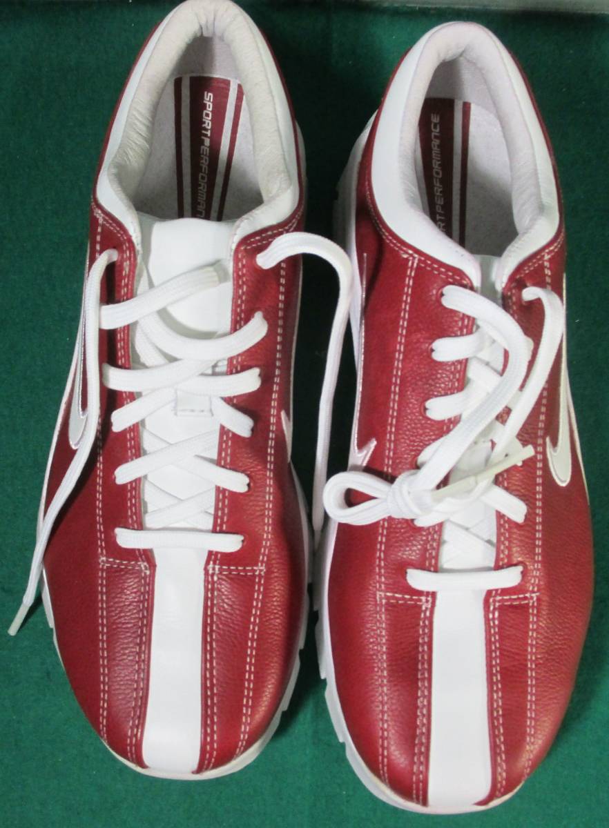 【希少 使用感 小】NIKE SPORT PERFORMANCE ゴルフ シューズ 23.5cm ナイキ 赤×白 スパイク劣化有拍卖