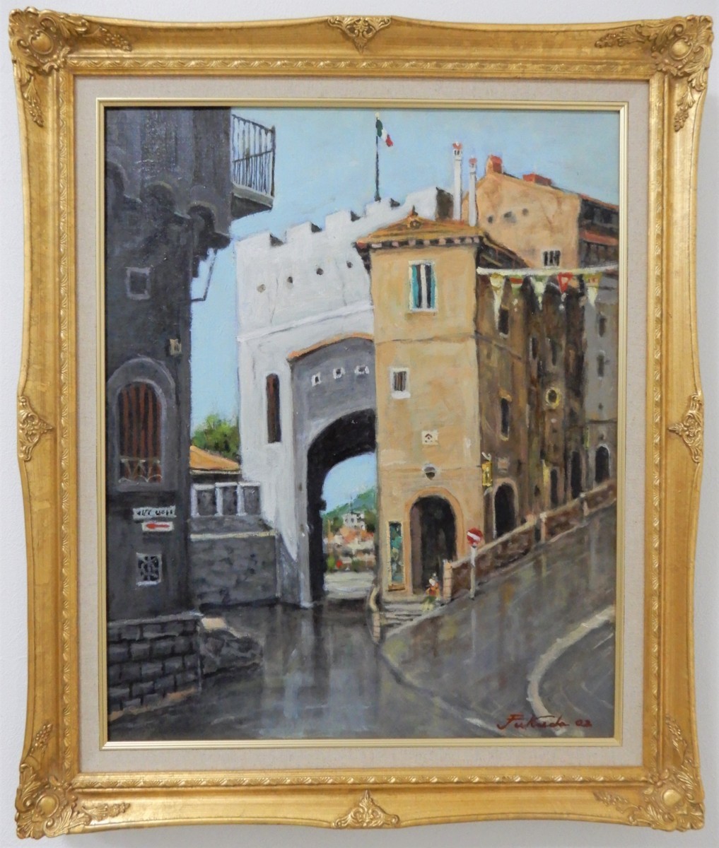 質問歓迎 福田輝 『街(仮題)』 油彩 F15号 師:バブレーン(フランス)【送料無料】拍卖