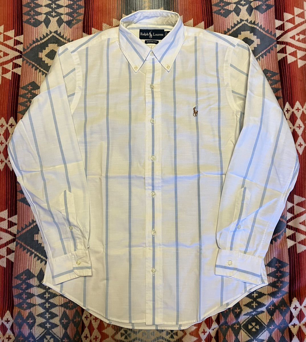 【美品】ポロ ラルフローレン オックスフォード ストライプ シャツ M RRL ダブルアールエル デニム サプライ RLX ラグビー カントリー 拍卖