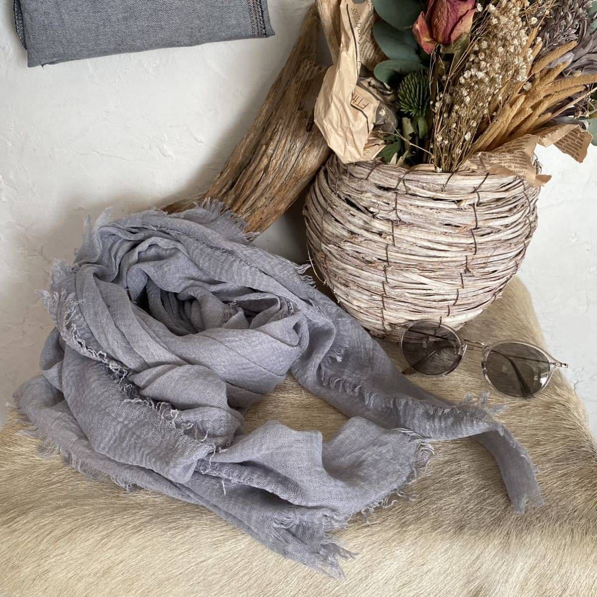 *切りっぱなしデザイン大判ロングストール* 180cm×95cm/肌触りもよく使いやすいニュアンスカラーがオススメ/マフラー/ショール拍卖