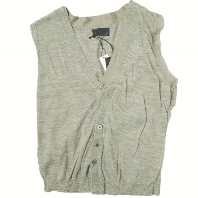 新品 m-n 1/4 エムエヌクオーター 日本製 レイヤードニットベスト H004 3 グレージュ セーター ハイゲージ トップス g12428拍卖