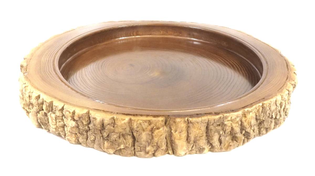 明るく自然な木の色が美しい魅力的な逸品!昭和ビンテージ 切り株のお盆 樹皮付き 1970年代 FEM512拍卖