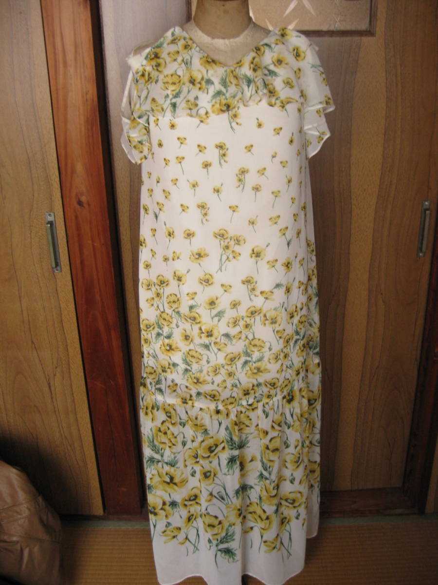 ZARA BASIC ザラ イエロー花柄 フラワー マキシ丈ワンピ S~M拍卖
