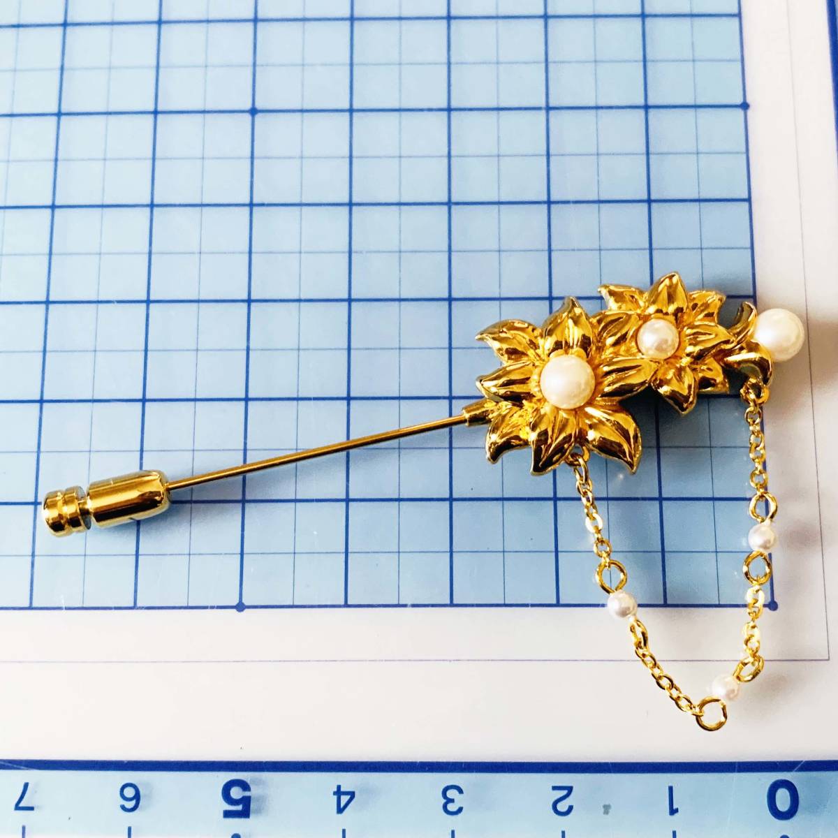 保管品未使用 Verite ベリテ フェイクパール ゴールド ピンブローチ No.5582拍卖