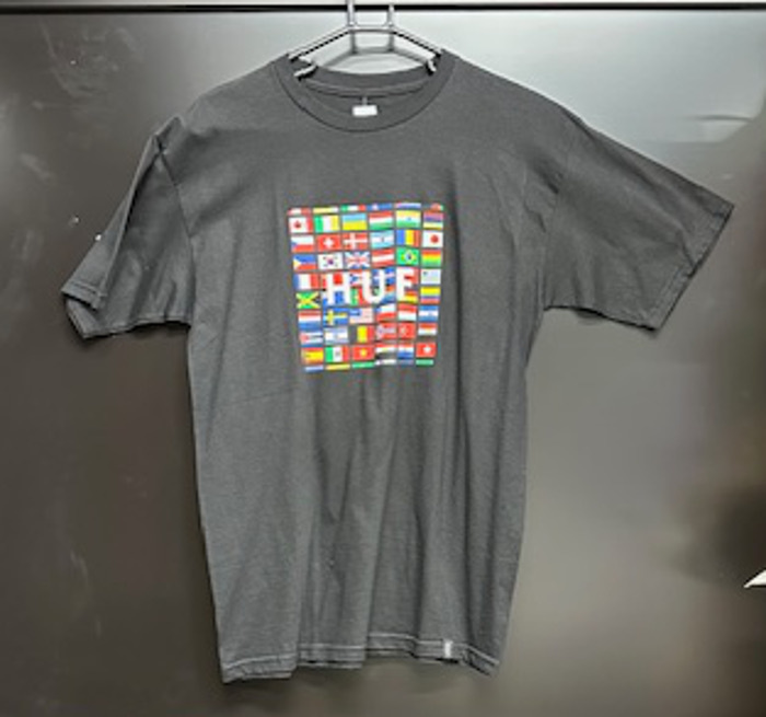 50%OFF!! HUF ハフ アパレル TEE Tシャツ FLAG BOX LOGO TEE Mサイズ BLACK拍卖
