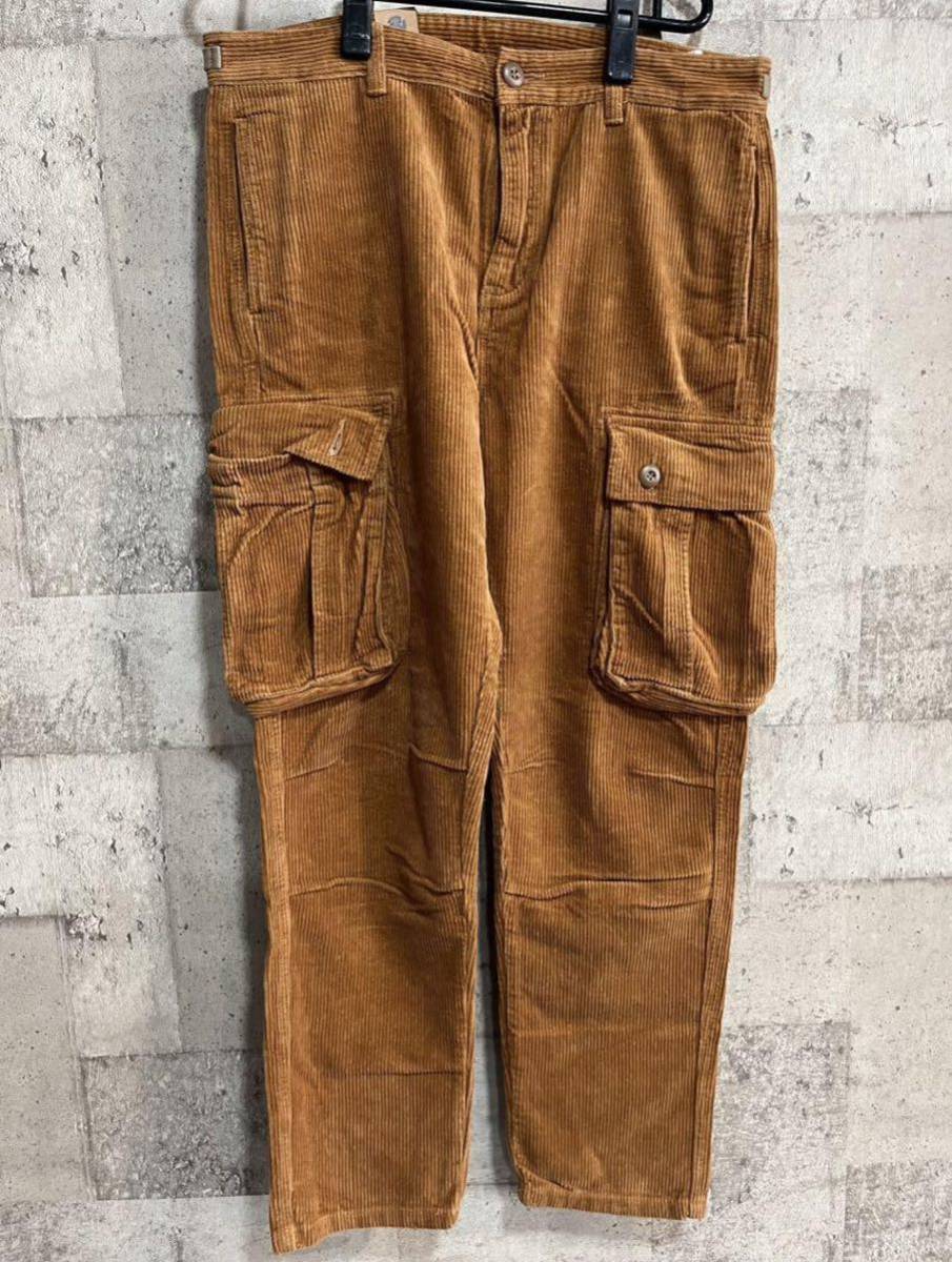 【RUGGISON】 コーデュロイ カーゴパンツ メンズ ワークパンツ ブラウン拍卖