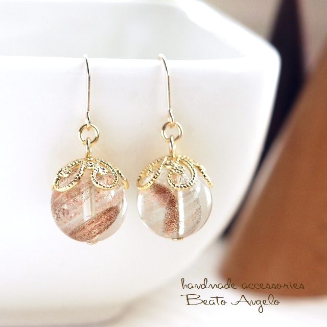 ◆◆+angelo+ブロンズシャインクリスタルの一粒ピアス(p-001) 花座拍卖