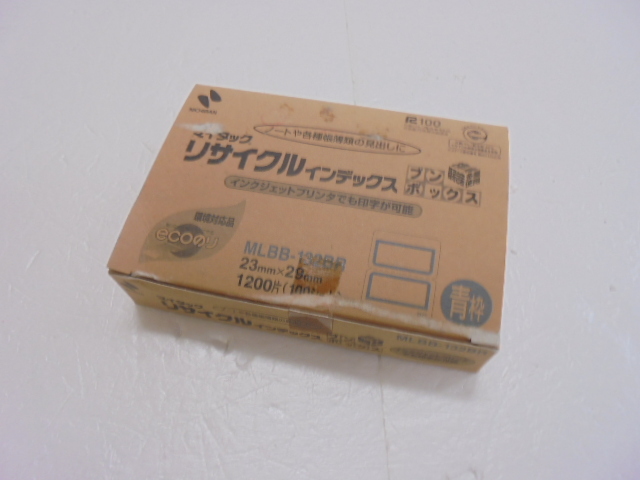 【KCM】1pbg-152★箱傷み★オフィス 事務用品 ニチバン マイタック リサイクル インデックスシール 青枠 23×29mm 1200片(100シート)拍卖