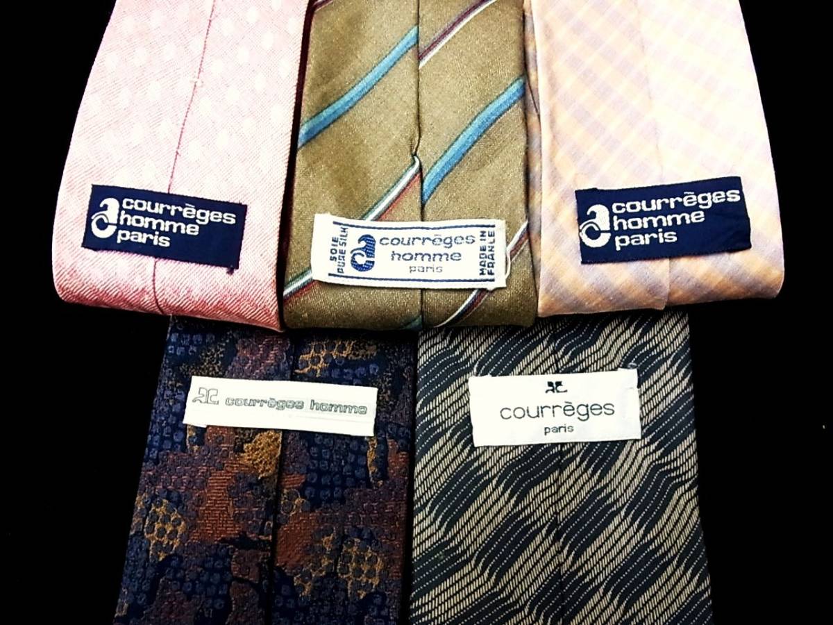 卸価格■5本 全同一 ブランド ネクタイ セット■№6708■ クレージュ 5本 まとめ売■ 拍卖