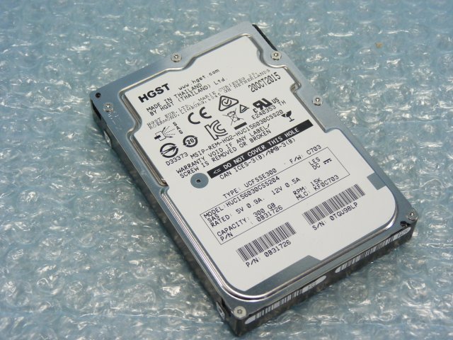 1PEV // HGST HUC156030CSS204 300GB 2.5インチ SAS HDD 15K(15000)rpm 12Gb 15mm // HITACHI HA8000/RS220 AN1 取外 //在庫2拍卖