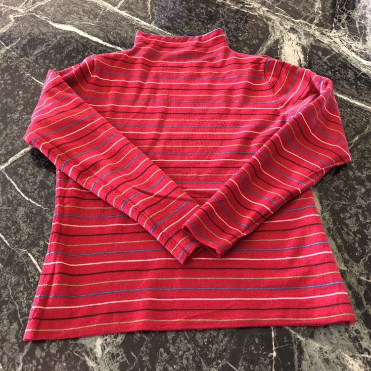 【美品】リバーシブルデザインセーター★赤系 ボーダー 長袖セーター 長袖トップス拍卖