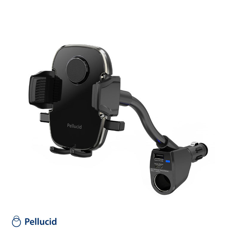 ワンタッチスマホホルダー アクセサリソケット ブラック 手帳型ケース対応 フレキシブルアーム ナビアプリ等 ペルシード PPH2110拍卖