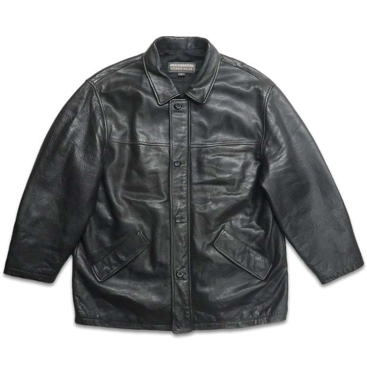 古着 レザージャケット ミドル丈 レザーコート ブラック 表記:L gd31297n w31210拍卖