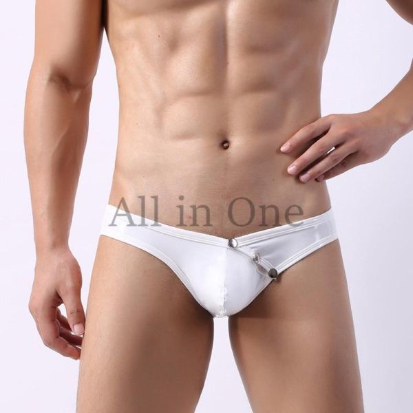 87-7-11 カッコイイ☆ エナメル ブリーフ メンズ パンツ 【ホワイト,XLサイズ】男性 下着 ショーツ ランジェリー エロ ゲイ コスプレ .3拍卖