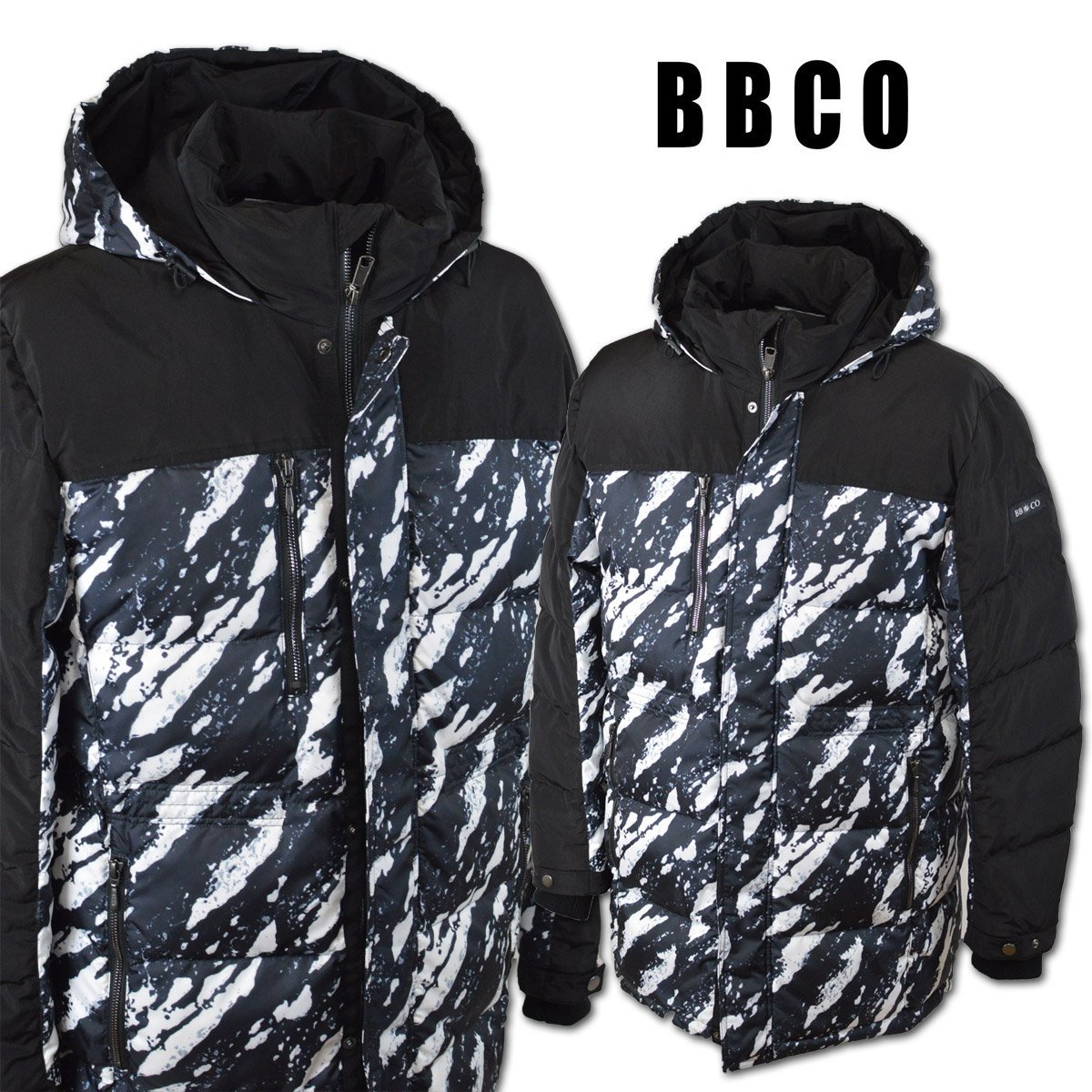 3割引【BBCO ビビコ】メンズ ダウンジャケット LL(50) 白×黒 25-3102-01-03 アンジェロ 大きいサイズ おしゃれ かっこいい 高級素材 @拍卖
