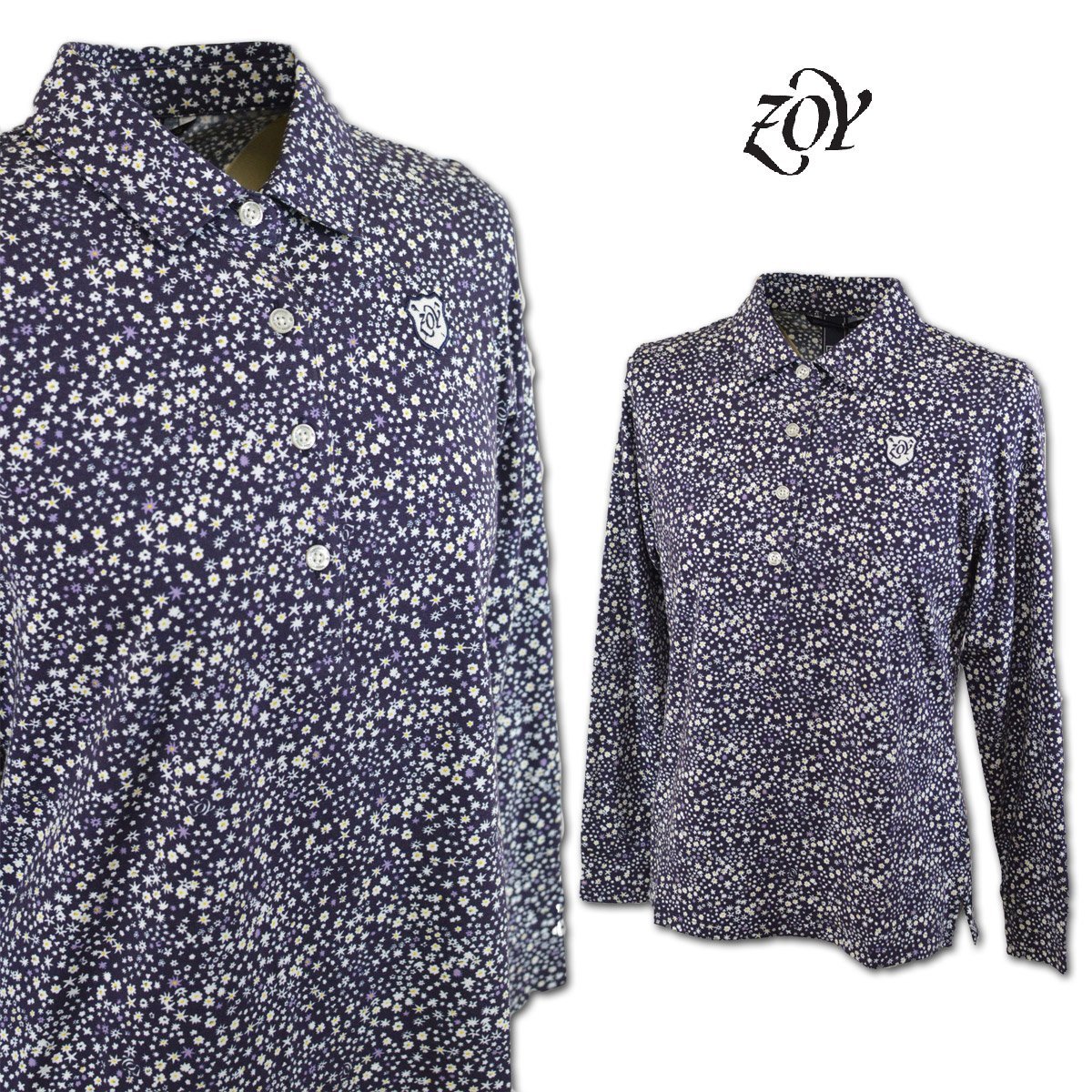 3割引★ZOYゾーイ★レディース 長袖ポロシャツ 40(L) 11号 パープル 071634013-95 ゴルフ おしゃれ 上質素材 @拍卖
