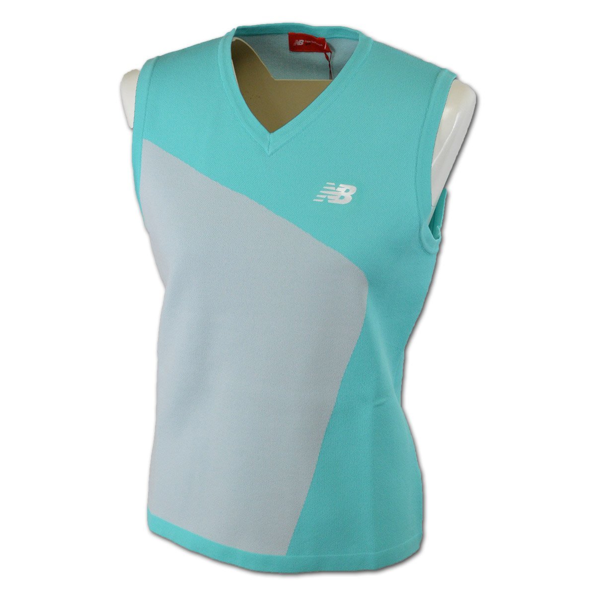 3割引★ニューバランス★レディース ベスト Vネック M(9号・1) グレー×ミント 012-3273501-110 new balance ゴルフ おしゃれ @拍卖