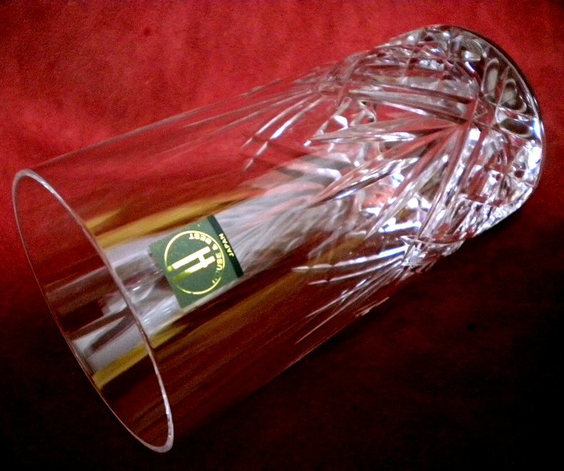 売切 HOYA クリスタル カット グラス 容量大:290cc 1客 纏購入特典有 A/F、寸法φ上67/下57×H122mm、重量245g、口元厚1.6mm、底厚13mm拍卖