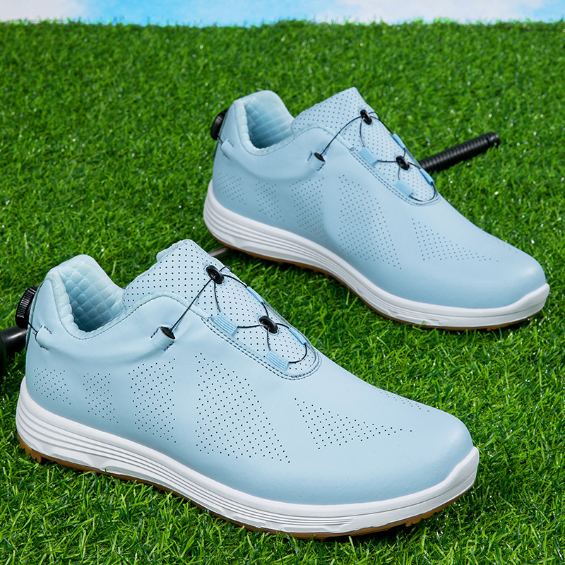 高級品 GOLF靴 ゴルフシューズ 男女スニーカー メンズ 運動靴 快適 防水スポーツシューズ 耐久性 4E幅広カジュアル耐摩耗 空色 23.5~28cm拍卖