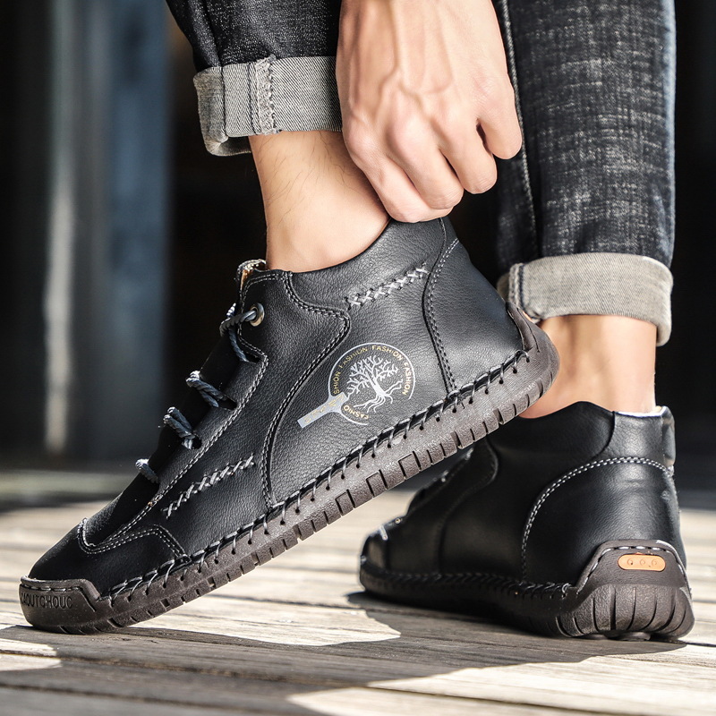 超美品ウォーキングシューズ 紳士靴 メンズ レザーシューズ 牛革 ブーツ正規品スニーカー アウトドア軽量 通気キャンプ ブラック24cm~28cm拍卖