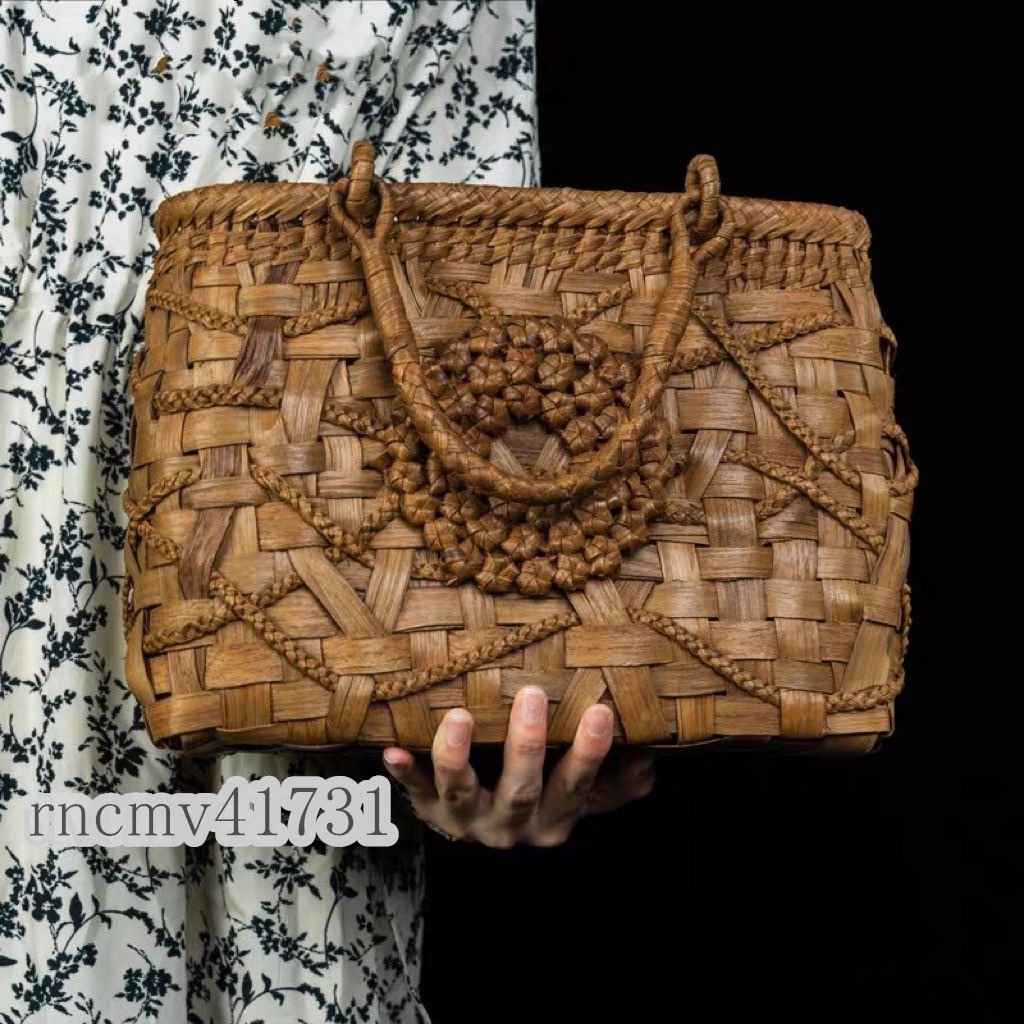 「81SHOP」極美品★職人手作り良品 山葡萄かごバッグ 手編み山葡萄籠バッグ バスケット籐かご 高級UPハンドバック拍卖