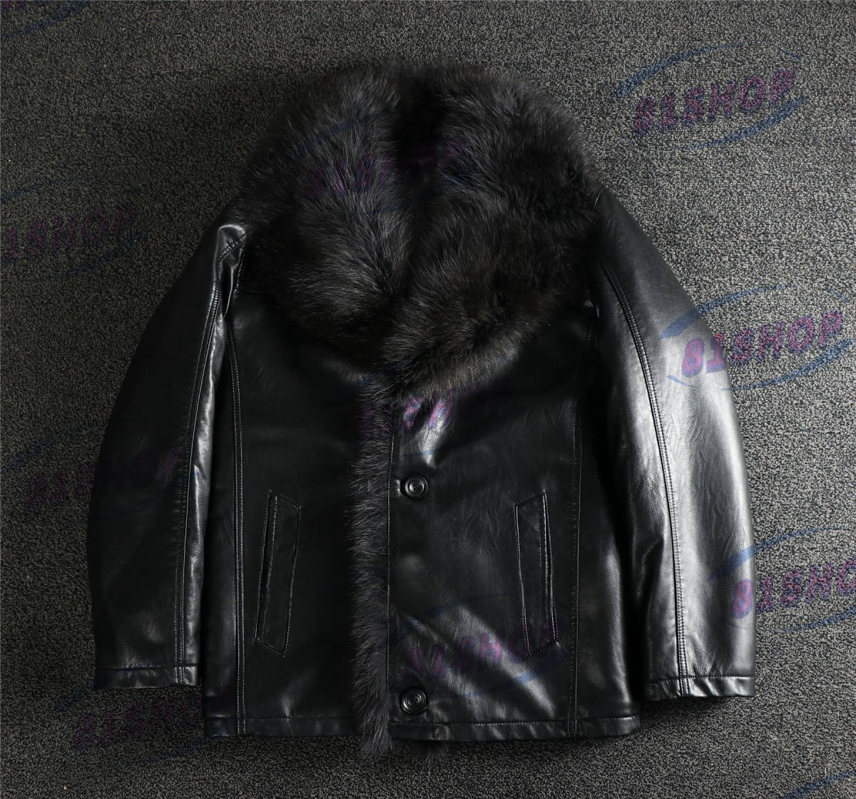 「81SHOP」■美品■メンズ 革ジャン レザージャケット 羊革 ラクーン衿 ライダース お洒落メンズコーデ ブルゾン 厚手 超防寒 4XLサイズ拍卖