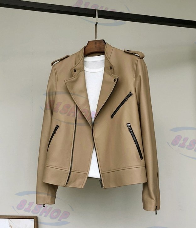 「81SHOP」極美品★肌触り最高☆レディースレザージャケット●綺麗 OL愛用シープスキンレディースジャケット●優雅レザーコート▲カーキ拍卖