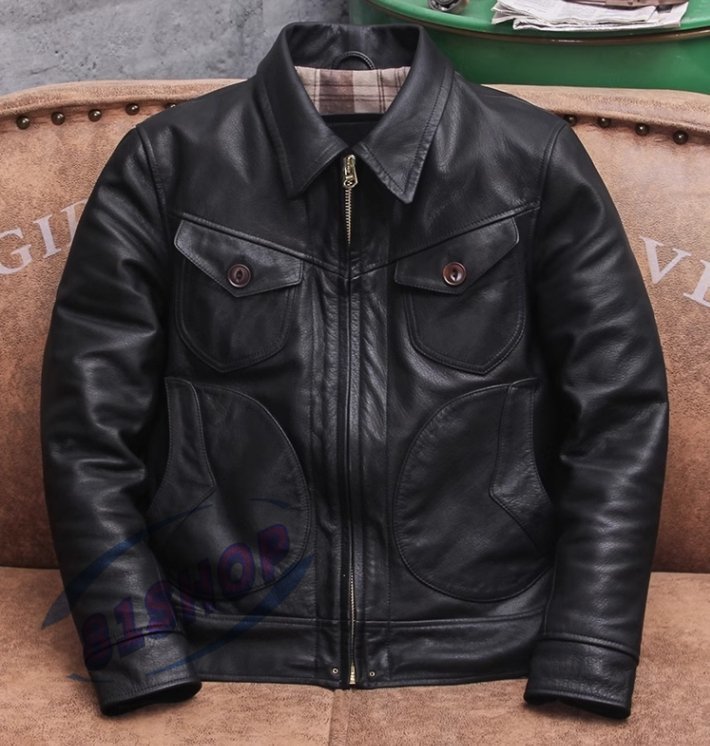 「81SHOP」特売!山羊革 レザージャケット ゴートスキン ラムレザー 革ジャン 本革 メンズファッション ライダース ブラック 蝋染め S~4XL拍卖