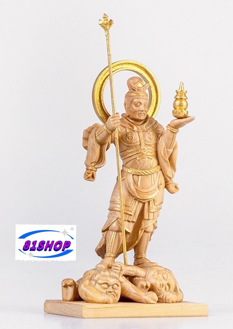 「81SHOP」毘沙門天 仏像 台座セット 工芸品 風水 武神 厄除け 祈願 守り本尊 お守り 仏具拍卖