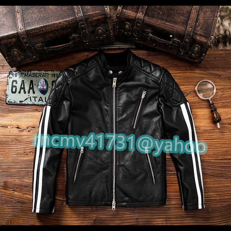 「81SHOP」特売!最上級■牛革 ライダース レザージャケット ハーレー バイクウエア ブルゾン オートバイ メンズ 革ジャン 本革拍卖