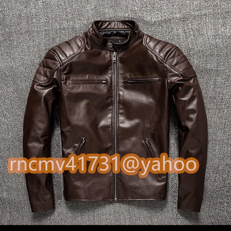 「81SHOP」高級品■メンズ 革ジャン レザージャケット最上級 羊革 本革スタンドカラー ライダース バイクウエア オートバイ ブルゾン S~6XL拍卖