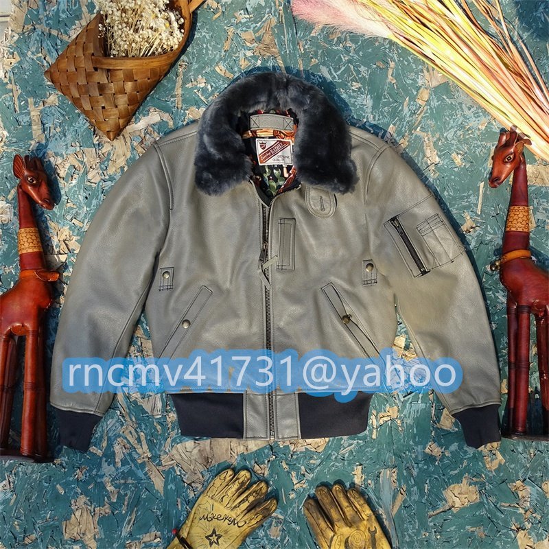 「81SHOP」B-15 牛革 レザージャケット 中綿 革ジャン カウハイド フライトジャケット 本革ウール襟取外し可能 S~5XL拍卖