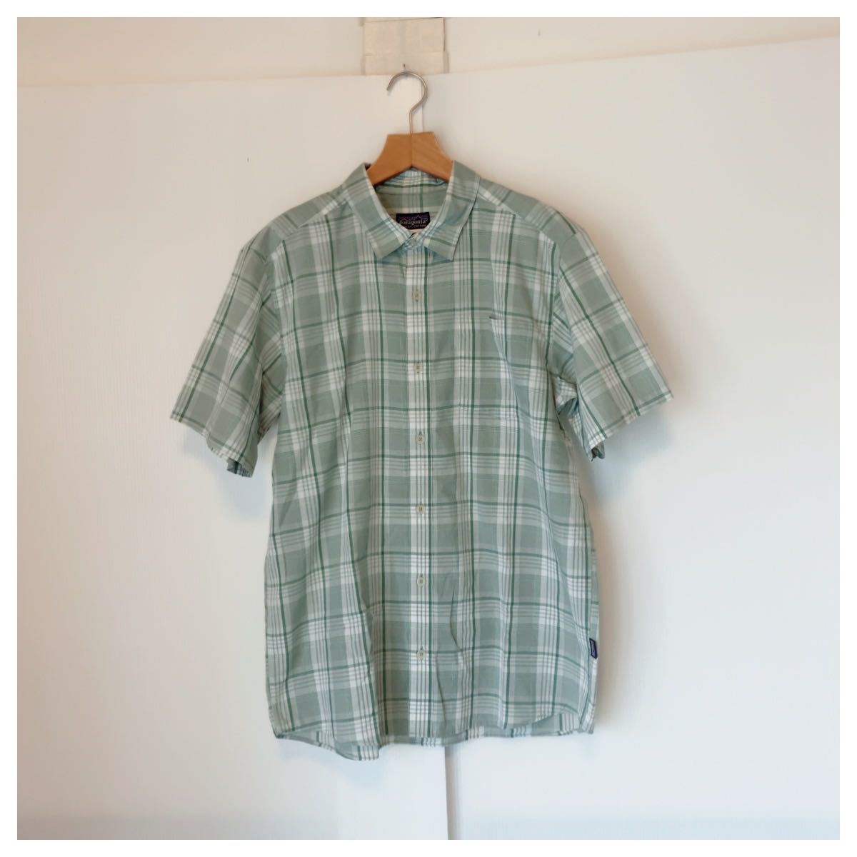 ☆ patagonia パタゴニア 半袖シャツ アウトドア チェック グリーン ホワイト サイズM拍卖