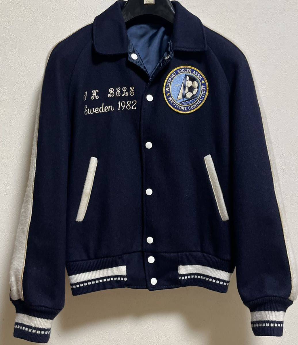 80s DEERFOOT スタジャン S リバーシブル ツートン サッカー 刺繍 50s 50年代 ロカビリー ヴィンテージ ジャケット BUTWIN Delong SKOOKUM拍卖