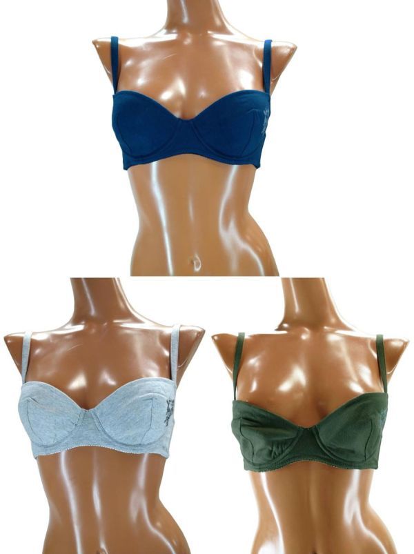 SI0833◇ 新品 ブラジャー 3枚セット ストラップ調節可 ドラゴン柄プリント C65 カーキ グレー ネイビー 送料350円拍卖