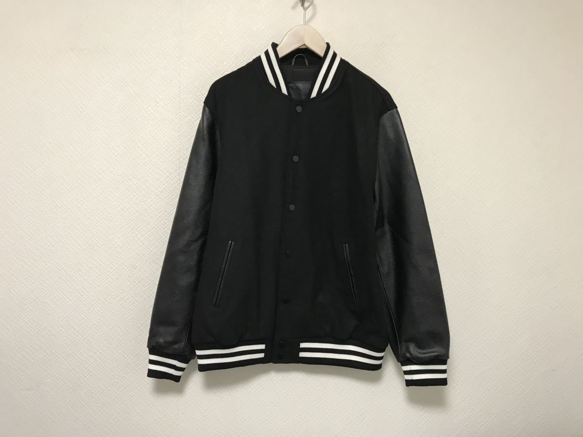 新品未使用本物セレブレザーリアル本革カウレザー牛皮デカビッグスタジャンジャケット黒ブラックスタジアムジャンパー2XLアメカジメンズ拍卖