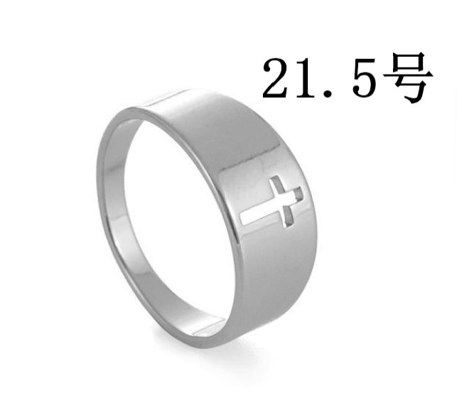 クロス リング シルバー 21.5号 くり抜き ステンレス おしゃれ 指輪 十字架 クロスリング 型抜き 21号拍卖