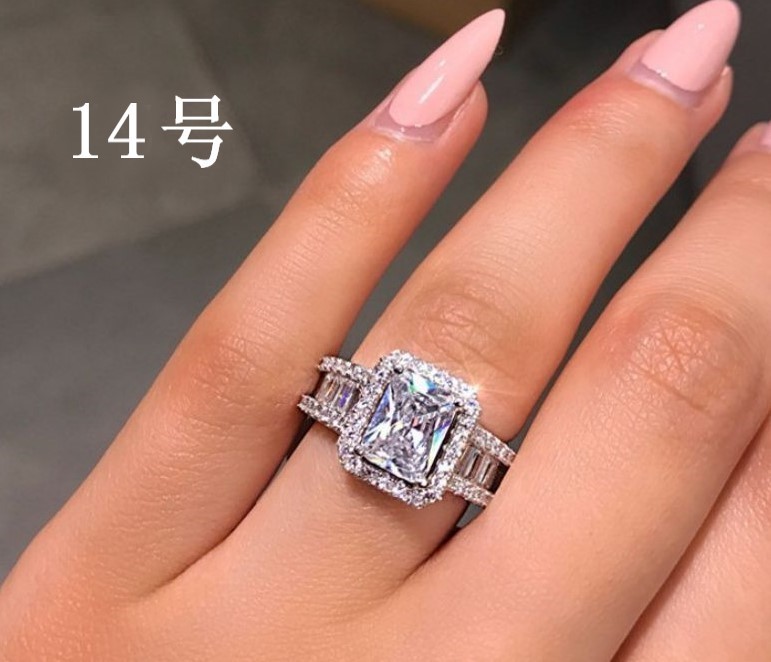 スクエアリング シルバー 14号 ジルコニア レディース 普段使い 指輪 大粒 スクエア リング拍卖