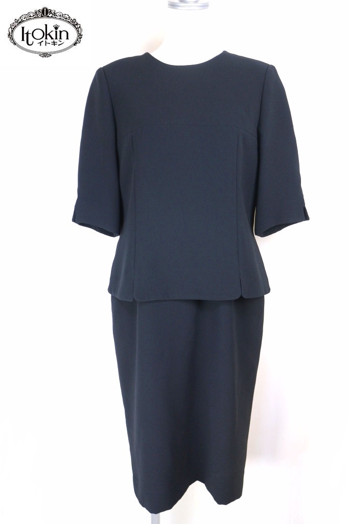 ■ほぼ新品■クリーニング済■ITOKIN ブラックフォーマルワンピース 11AR L 黒 冠婚葬祭 礼服 喪服 結婚式 葬式 イトキン 日本製拍卖