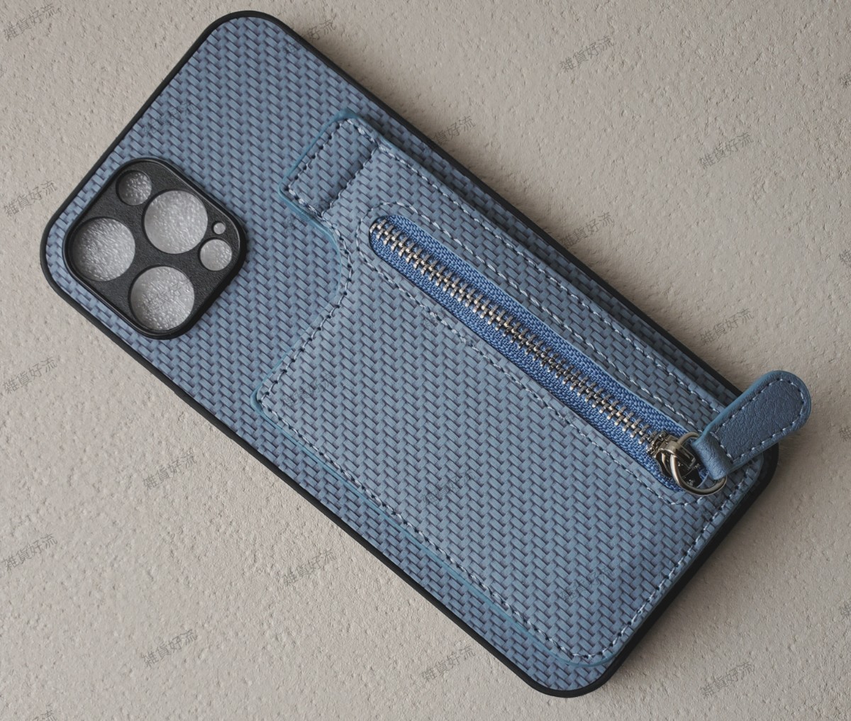 iPhone 12 promax用 ケース カードケース付き ブルー系拍卖