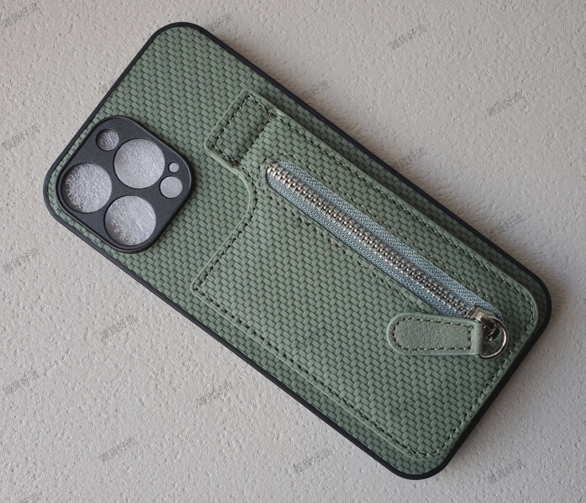 iPhone 13 promax用 ケース カードケース付き グリーン系拍卖