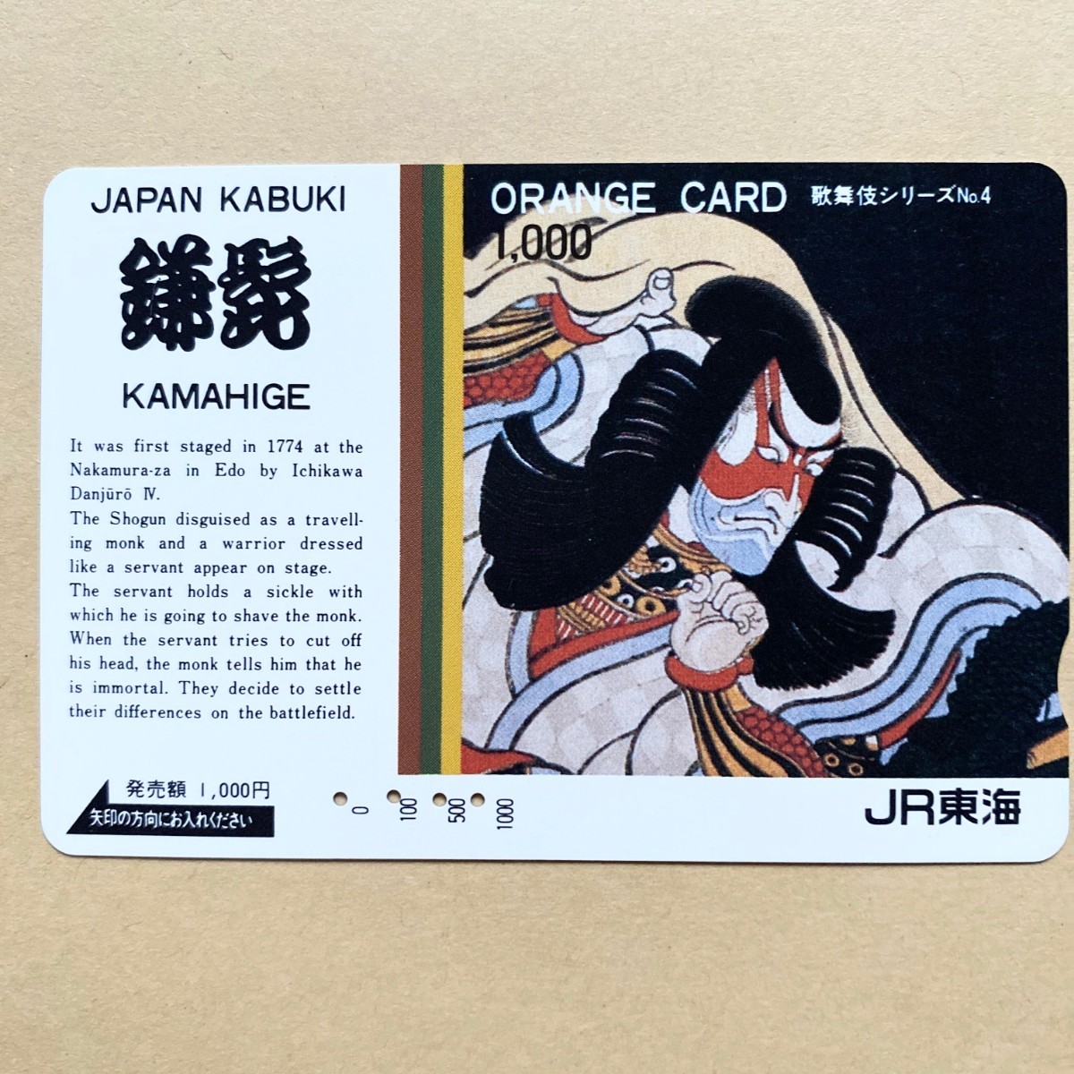 【使用済】 オレンジカード JR東海 歌舞伎シリーズNo.4 鎌髭拍卖