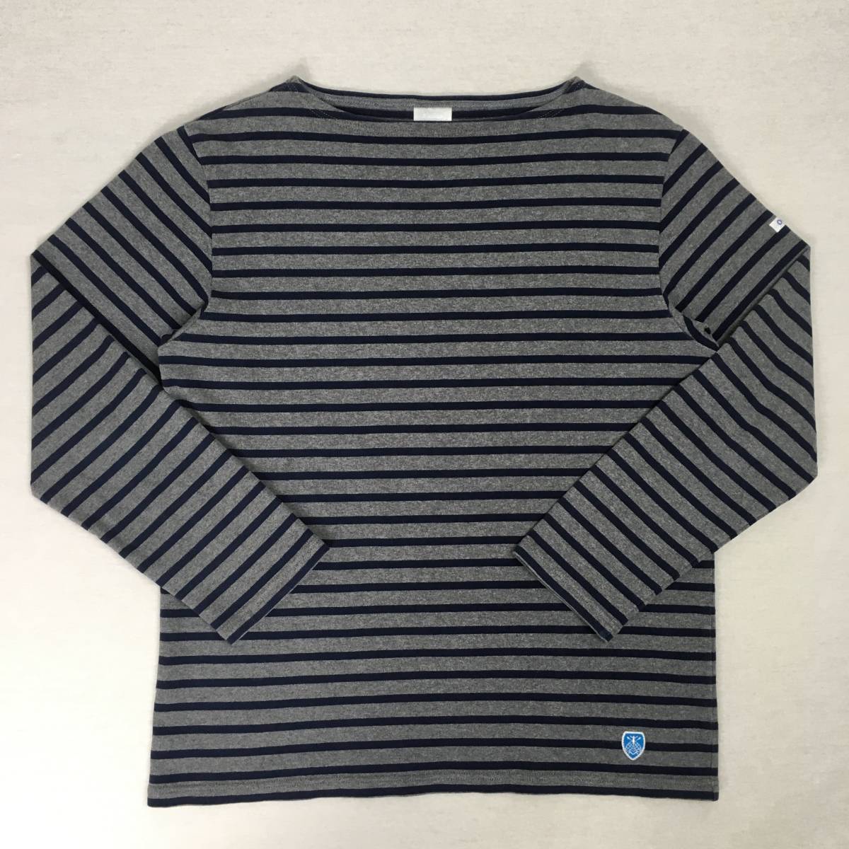 ORCIVAL オーシバル フランス製 コットンロード バスクシャツ 長袖 サイズ4 グレー/ネイビー ボーダー カットソー拍卖