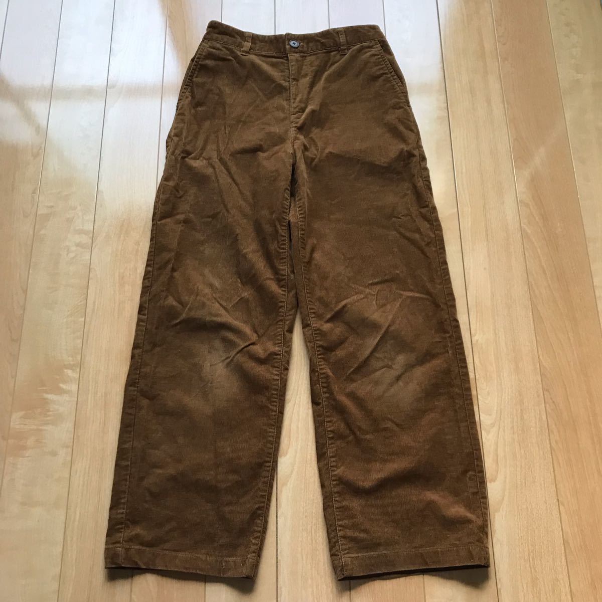 無印良品 イージーワイドパンツ 定価4990円 130-6-3 レディース S キャメル コーデュロイ MUJI拍卖
